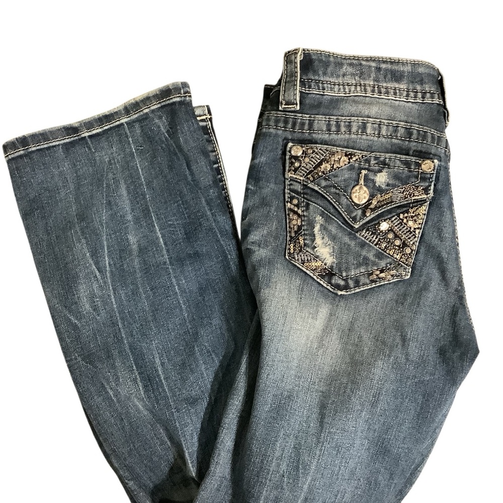 Miss Me Dark Blue Embellished Jeans WORN ONCE Size 27”x31”